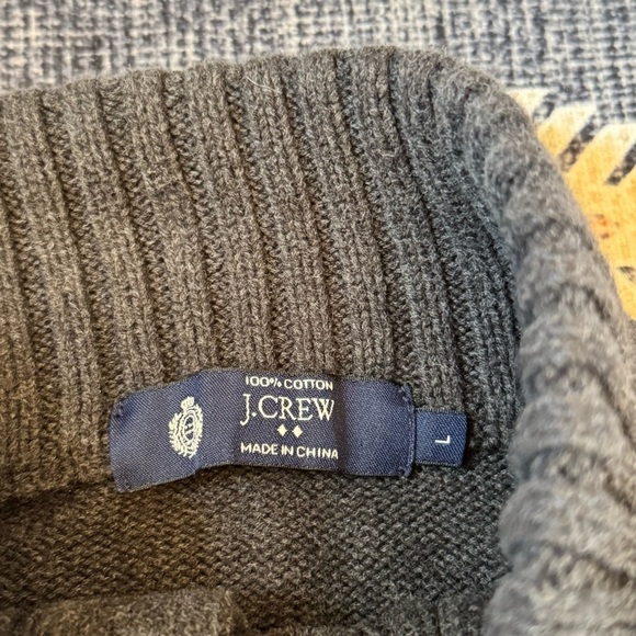 J Crew Men’s 1/4 Button Charcoal Gray Pullover Sweater 100% Cotton Size Large - Picture 5 of 8